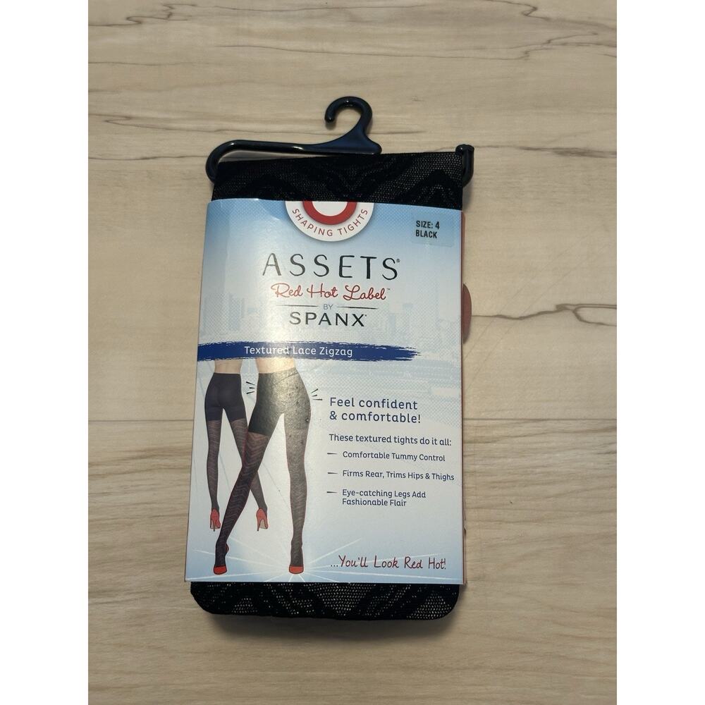 Assets‎ Red Hot Label By Spanx Shaping Tights Textured Zig Zag Size 4 Black New